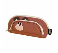 LeeQinersw Trousse Laveur Trousse Crayon Pochette Stylo Étui Papeterie Grande Capacité en Toile Imperméable avec Poches et Fermeture Éclair Adaptée aux Élèves École, Marron, Size to 1
