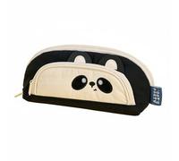 LeeQinersw Trousse Laveur Trousse Crayon Pochette Stylo Étui Papeterie Grande Capacité en Toile Imperméable avec Poches et Fermeture Éclair Adaptée aux Élèves École, Noir+Blanc, Panda