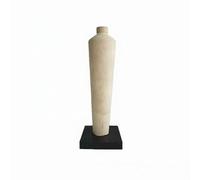 LeeQinersw Vase Décor Bois Sculpté à la Main Moderne Sculpture Nervurée en Bois avec Silhouette Évasée Base Carrée Stable Finition Carbonisée Adapté à d'Hôtel, Brillant