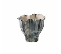 LeeQinersw Vase en Céramique Vague Pièce Sculpturale Pot Décoratif Contenant Floral Surface Texturée et Bord Ondulé pour, Haut 34 25.5 H46.5cm, Peint À La Main Trois