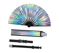 LeeQinersw Ventilateur de Main Pliant Ventilateur holographique avec Sac de Rangement et Sangle pour la fête, PVC Holographique