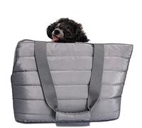 LeerKing Sac de Transport pour Chien avec Poche, Sac de Transport Souple pour Petit Chien de Taille Moyenne, Sac Fourre-Tout pour l'Extérieur, Gris