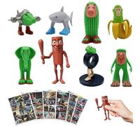 LEERMEIZI Lot de 8 figurines Tung Tung Tung Sahur, imprimées en 3D, en rouge cerf, 72 autocollants d'animaux Tralalero Tralala, figurine de collection à collectionner et à décorer (8 poupées + 72