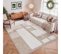 Leesentec Tapis Beige Salon Chambre Lavable Antidérapant Marron 200x250cm | Intérieur & Extérieur | Compatible chauffage au sol | Adapté à l'aspirateur laveur | Utilisable toute l'année | Toutes pièces