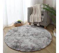 Leesentec Tapis Rond à Poil Haut 140cm Gris Blanc pour Salon et Chambre | Compatible Chauffage au Sol | Facile d'Entretien | Moelleux et Antidérapant | Pliable et Grand | Convient à toutes les pièces