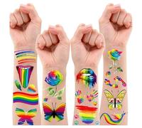 Leesgel Arc-en-ciel Tatouage Ephemere, 5 Feuilles Tatouage Temporaire Pride Accessoires pour Maquillage Pride, Maquillage Enfant Carnaval Face Paint Autocollant Tatouage Arc-en-ciel Accessoire Fierté