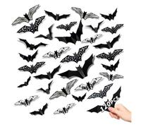 Leesgel Décorations Halloween, 120 Pièces Chauves-Souris 3D Noires pour Décoration Mur et Fenêtre, Stickers Muraux pour Fête d’Halloween, Décoration Gothique et Effrayante