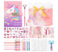 Leesgel Journal intime à faire soi-même avec serrure pour filles - Kit de scrapbooking - Fournitures de journal intime - Idées de cadeaux d'anniversaire pour filles de 8 à 12 ans (mignon)
