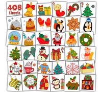 Leesgel Noel Tatouage Enfant, 408 Feuilles Tatouage Ephemere pour Calendrier de l'avent à Remplir, Idee Cadeau Noel Anniversaire Enfant Jouet Pinata
