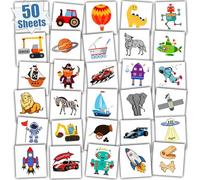 Leesgel Tatouage Enfant Garcon, 50PCS Individuel Tatouage Tephemere Sticker Enfant Espace/Pirate/Robot, Pinata Anniversaire Cadeau Jouet pour Enfant