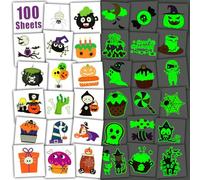 Leesgel Tatouage Halloween, 100 Feuilles Tatouages Enfant Lumineux Individuels pour Halloween Decoration, Accessoire Halloween pour Costume Halloween Pinata Anniversaire Cadeau Jouet Enfant