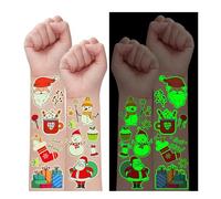 Leesgel Tatouage Noel Enfant, 100Pces Fluorescent Tatoauge Enfant Stickers Noel Calendrier de l'avent à Remplir, Decoration Noel Cadeau Noel Jouet Pinata Anniversaire Sac Noel