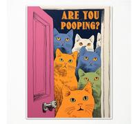 Leetideful Poster humoristique de chat pour salle de bain, décoration murale de toilettes, 30,5 x 40,6 cm, sans cadre