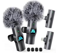 Leettus Lot de 2 Microphones Lavalier sans Fil pour iPhone iPad, Microphone sans Fil pour Enregistrement vidéo, Streaming en Direct, interviews, Youtube, TikTok, Vlog