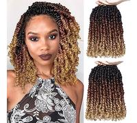 Leeven 10 Pouces Passion Twist Crochet 3 Tons Pré-Torsadé Vague d'Eau 8 Packs Pré-Bou xtensions de Cheveux Tressés 1B3027#