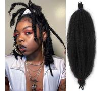 Leeven 10 Pouces Springy Afro Twist Hair for Marley Locs Pre-Fluffed Popping Spring Twist Crochet Hair for Distressed Locs 8 Packs Pre-Separate Afro Kinky Curly Marley Braiding Hair Extensions /1B#