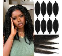 Leeven 12 Pouces Springy Afro Twist Hair for Faux Locs Pre-Separate Popping Spring Twist Crochet Hair for Distressed Locs 8 Packs Afro Kinky Curly Marley Braiding Hair Extensions /1B#