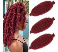 Leeven 12 Pouces Springy Twist Hair for Afro Marley Locs 3 Packs Afro Kinky Curly Marley Braiding Hair Extensions Pre Separated Popping Spring Twist Crochet Hair for Distressed Locs/BUG#