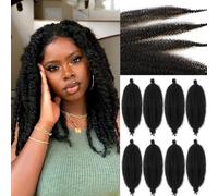 Leeven 16 Pouce Springy Twist Hair for Afro Marley Locs 8 Packs Afro Kinky Curly Marley Braiding Hair Extensions Pre Separated Popping Spring Twist Crochet Hair for Distressed Locs /4#