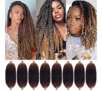 Leeven 16 Pouces Springy Twist Hair for Afro Marley Locs 8 Packs Afro Kinky Curly Marley Braiding Hair Extensions Pre Separated Popping Spring Twist Crochet Hair for Distressed Locs /1B3027#