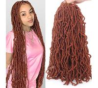Leeven 18 Inch Copper Red Nu Soft Locs Crochet Braids Hair Curly Faux Locs Braiding Hair 7 Packs Goddess Locs Dreadlocks Extension Faux Locs Crochet Hair for Women 350#
