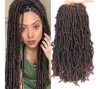 Leeven 18 Pouces Ombre Faux Locs Crochet Braids Synthetic 7 Packs Nu Locs Crochet Hair For Women Curly Wavy Goddess Locs African Roots Hair Extensions T30#