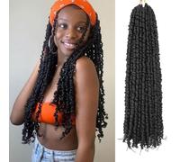 Leeven 20 Inch Passion Twist Pre-looped Crochet Hair Natural Black Water Wave Extensions 8 Packs Pre-twisted 1B#