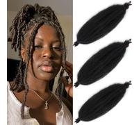 Leeven 20 Pouces Springy Twist Hair Pre-Separated 3 Packs Popping Spring Twist Hair for Marley Locs Twist Braiding Hair Black Pre-fluffed Afro Kinky Marley Hair Extensions /1B#