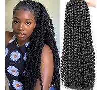 Leeven 24 Inch Passion Twist Braiding Hair for Butterfly Faux Locs 2 Packs Water Wave Passion Twist Hair for Black Women Long Bohemian Braids Synthetic Crochet Hair 1B#