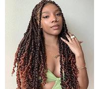 Leeven 24 Inch Passion Twist Crochet Hair 2 Packs Ombre Copper Red Water Wave Crochet Braids Hair Pre-looped Long Bohemian Passion Twists Braid Crochet Hair Extension T350#