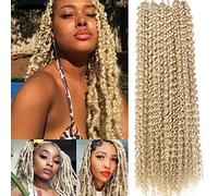 Leeven 24 Inch Passion Twist Crochet Hair 2 Packs Water Wave Crochet Braids Hair Extensions for Braiding Distressed Faux Locs 18 Strands/Pack Pre-looped Blonde Passion Twists 613#