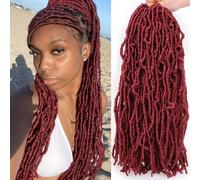 Leeven 24 Pouces 7 Packs Synthetic Soft Locs Crochet Hair Burgundy Messy Faux Locs Crochet Braids pour Femmes Curly Wavy Goddess Extensions BUG#