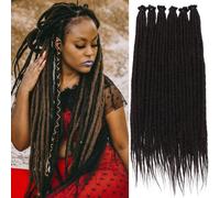 Leeven 24 Pouces Black Dreadlock Extensions 40 Strands Soft Reggae Braid Locs 0.6 Width Single Ended Dreads Synthetic Handmade Crochet Locs Hippie Dreadloc /1B#