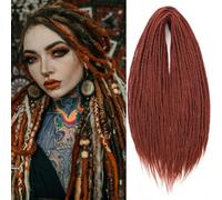 Leeven 24 Pouces Copper Red Dreadlock Extension 10 Strands Auburn Double Ended Dreadlocks 0.6 Width Soft Dreads Extensions Synthetic Hippie Dreadlock /350#