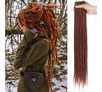 Leeven 24 Pouces Copper Red Dreadlock Extension 20 Strands Synthetic Handmade Auburn Crochet Dread Locs 0.6 Width Dreads Extensions Hippie Single Ended Dreadlock /350#
