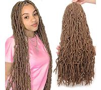 Leeven 24 Pouces Messy New Faux Locs Crochet Braids Hair 7 Packs Blonde Distressed Soft Locs Crochet Hair for Women 18 Strands/Pack Long Goddess Locs Crochet Braiding Hair 27#