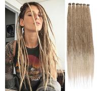 Leeven 24 Pouces Ombre Blonde Dreadlock Extension 20 Strands Hippie Single Ended Dreads Synthetic Thin Dreadlock for Woman Handmade Soft Dreads Hair Extensions /27613#