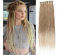 Leeven 24 Pouces Ombre Blonde Dreadlock Extension 40 Strands Hippie Single Ended Dreads Synthetic Thin Dreadlock for Woman Handmade Soft Dreads Hair Extensions /27613#