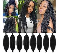 Leeven 24 Pouces Pre-Separated Springy Afro 8 Packs Popping Twist Hair Marley Locs Twist Braiding Extensions 8 Strands/Pack Black Pre-Fluffed Kinky 1B#