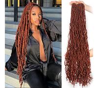 Leeven 30 Inch Copper Nu Faux Locs Crochet Hair 7 Packs Long Soft Locs Hair for Women 15 Strands/Pack Synthetic Goddess Faux Locs Crochet Hair Extensions 350#