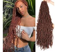 Leeven 30 Inch Nu Faux Locs Crochet Braids Hair 7 Pack/lot Extendable Soft Locs Braiding Hair for Women 15 Strands/Pack Curly Wavy Goddess Faux Locs Crochet Hair Extensions 30#
