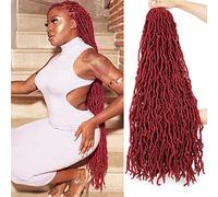 Leeven 30 Inch Nu Faux Locs Crochet Hair 7 Packs Synthetic Soft Locs Crochet Hair for Women Burgundy Goddess Faux Locs Crochet Hair Extensions