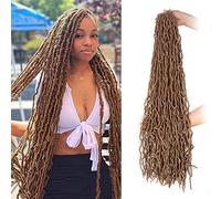 Leeven 30 Pouces Nu Faux Locs Crochet Hair Brown Soft Locs Braiding Hair for Women 7 Pack Goddess Faux Locs Crochet Braiding Hair Extensions 27#, 7.0 unité