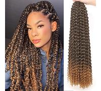 Leeven 7 Packs Water Wave Passion Twist Crochet Hair Pre Looped 24 Inch Long Bohemian Crochet Braids Hair for Black Woman 18 Strands/Pack Ombre Passion Twist Hair Extension T27#