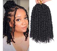 Leeven 8 Inch Passion Twist Water Wave Crochet Hair - Natural Black, Pre-Twisted, Pre-Looped, 8 Packs - Braiding Hair Extensions 1B#