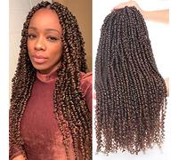 Leeven 8 Packs Pre-twisted Passion Twist Crochet Hair 22 Pouces 12 Strands/Pack Ombre Color Hair for Passion Twist Braiding Curly Ends Hair Extensions T30#
