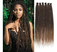 Leeven Extensions dreadlocks ombrées de 45,7 cm - 20 brins - Reggae Braid Locs - Synthétique - Fine - Extensions dreadlocks pour femme/homme hippie - Dreads à une extrémité unique / T27#
