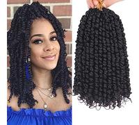 Leeven Passion Twist 1B Lot de 8 paquets d'extensions de cheveux ondulés pré-bouclés au crochet Noir naturel 25,4 cm