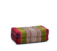 Leewadee Grand coussin bloc de yoga 35 x 18 x 12 cm avec garnissage en Kapok - stable et soutenant, housse Vert, Yin yoga, méditation, pilates, étirements, appui tête/bras/jambes