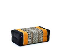 Leewadee Grand coussin bloc de yoga 35 x 18 x 12 cm avec garnissage en Kapok - stable et soutenant, housse Orange, Yin yoga, méditation, pilates, étirements, appui tête/bras/jambes